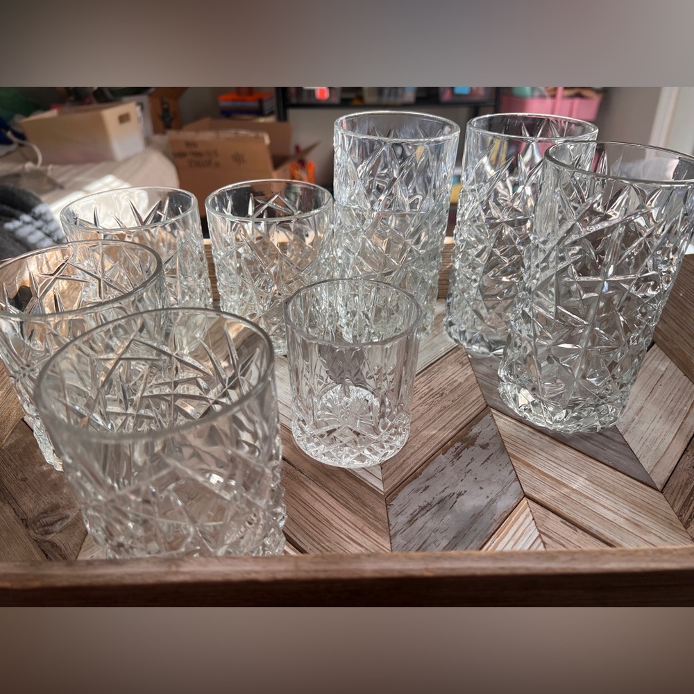Crystal Drinkware Vintage 1960’s - Sculptra by Cristal d’arques + mini highball